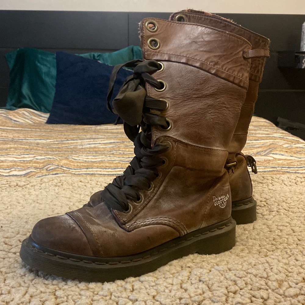 Distressed brown leather Doc Martens
